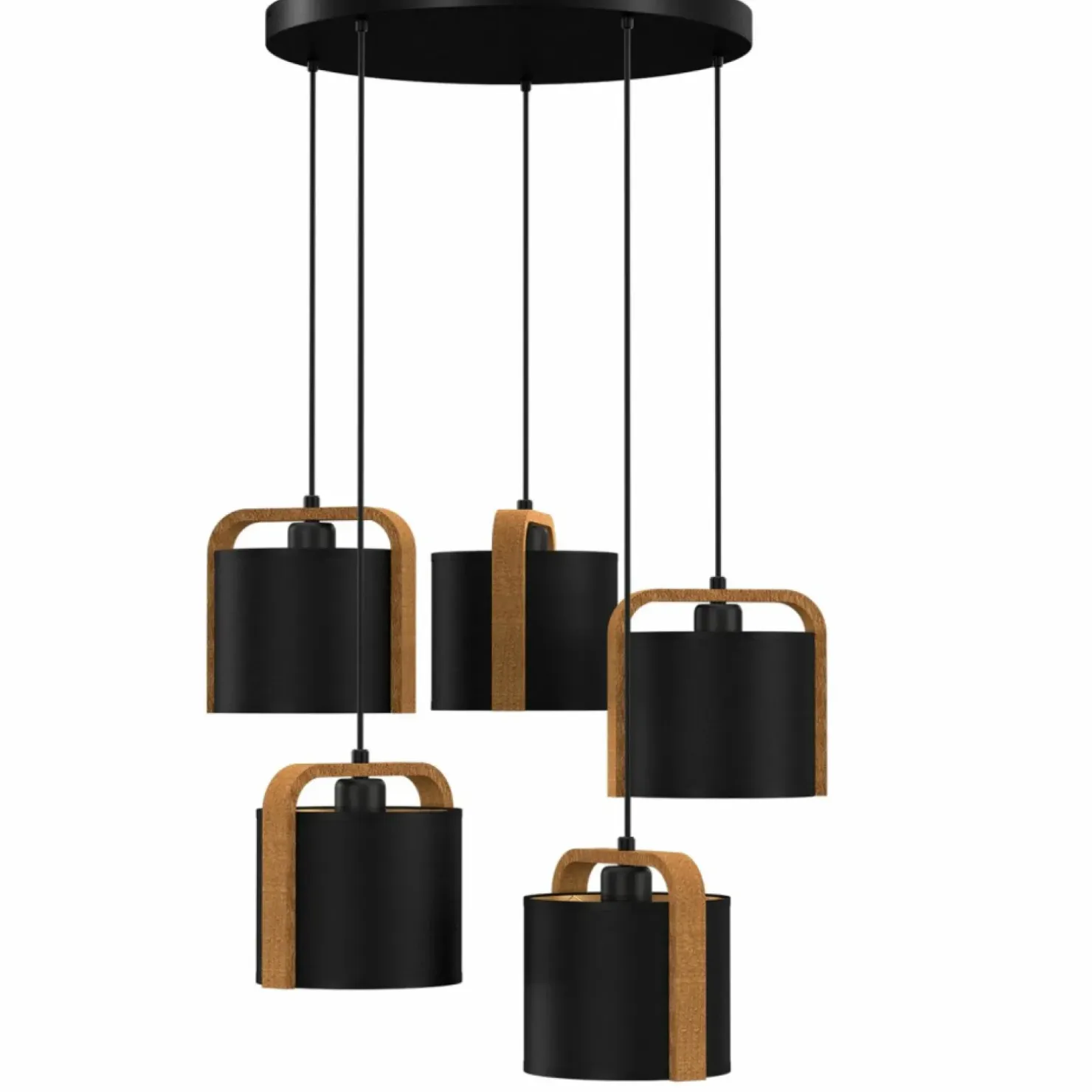 Shop Sklep Kaja Okazała lampa wisząca, pięć, czarnych abażurów LX 4132 z serii JONKO