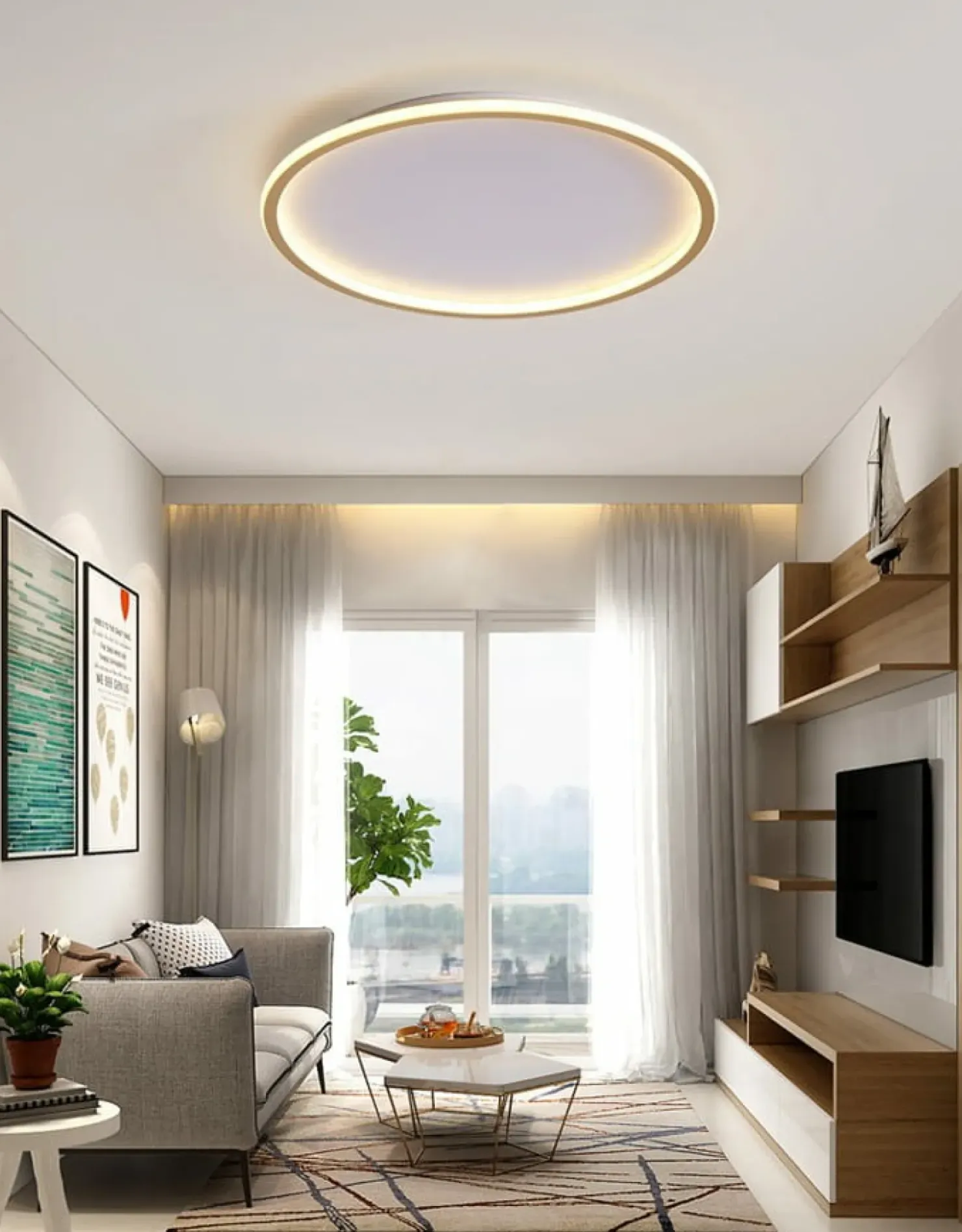 Okrągła, ledowa lampa sufitowa ABR-PLO-36W-60CM-CCT CERCHIO | Kaja*Sklep Kaja Flash Sale