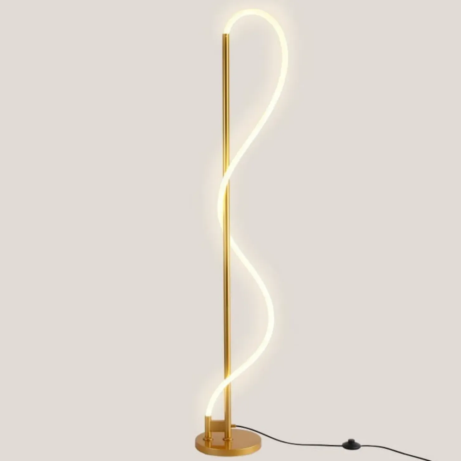 Ozdobna, złota lampa stojąca LED ABR-EOS-G-30W SPIRALI | Kaja*Sklep Kaja Discount
