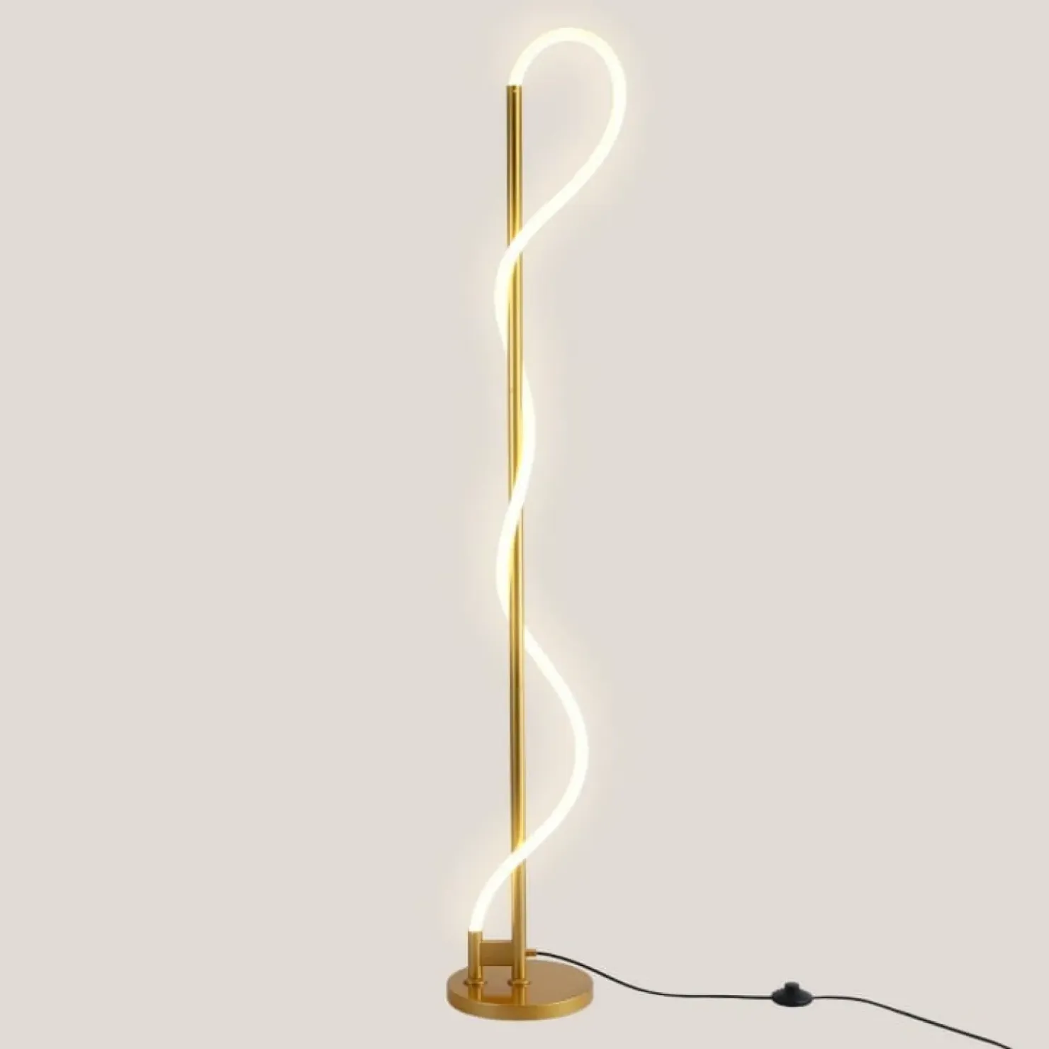Ozdobna, złota lampa stojąca LED ABR-EOS-G-30W SPIRALI | Kaja*Sklep Kaja Discount