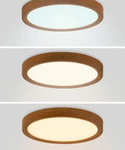 Płaska, drewniana lampa LED, koło 30cm ABR-PLO-OCED-24W MAZE | Kaja*Sklep Kaja Sale
