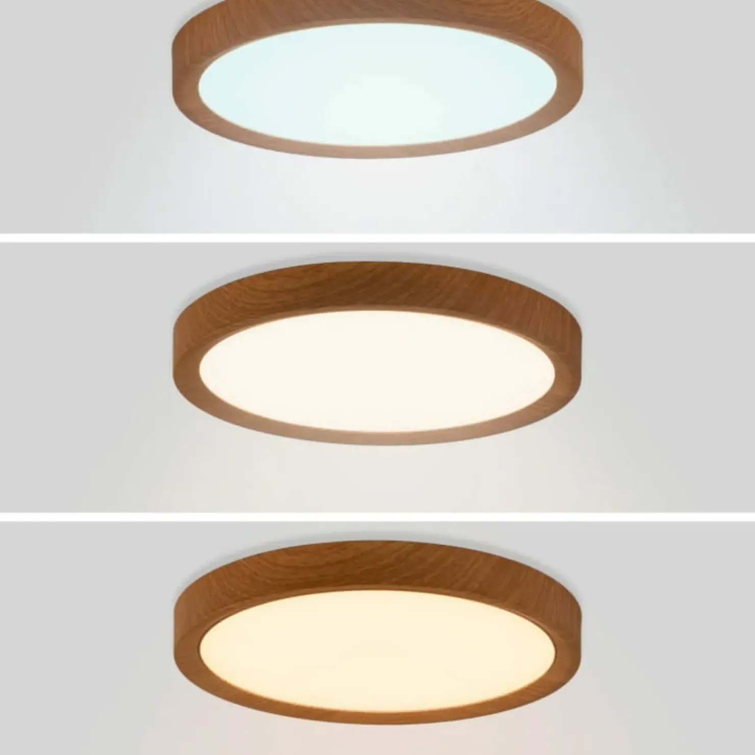 Płaska, drewniana lampa LED, koło 30cm ABR-PLO-OCED-24W MAZE | Kaja*Sklep Kaja Sale