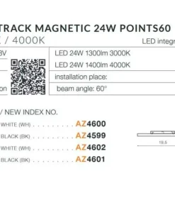 Płaska głowica LED 19,5cm 24W 4000K AZ4601 KIRA ALFA MAGNETIC 48V*Sklep Kaja Online