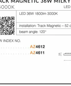Płaski reflektor LED do szyny magnetycznej 1-fazowej AZ4612 SAGA*Sklep Kaja Discount