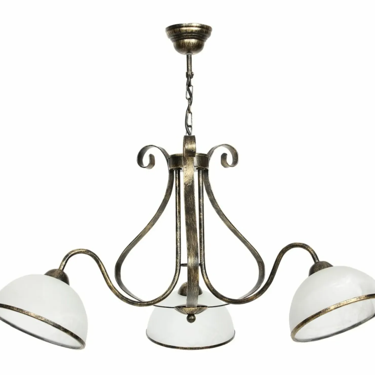 Patynowa lampa wisząca z białymi kloszami LX 3920 ANTICA | Kaja*Sklep Kaja Discount