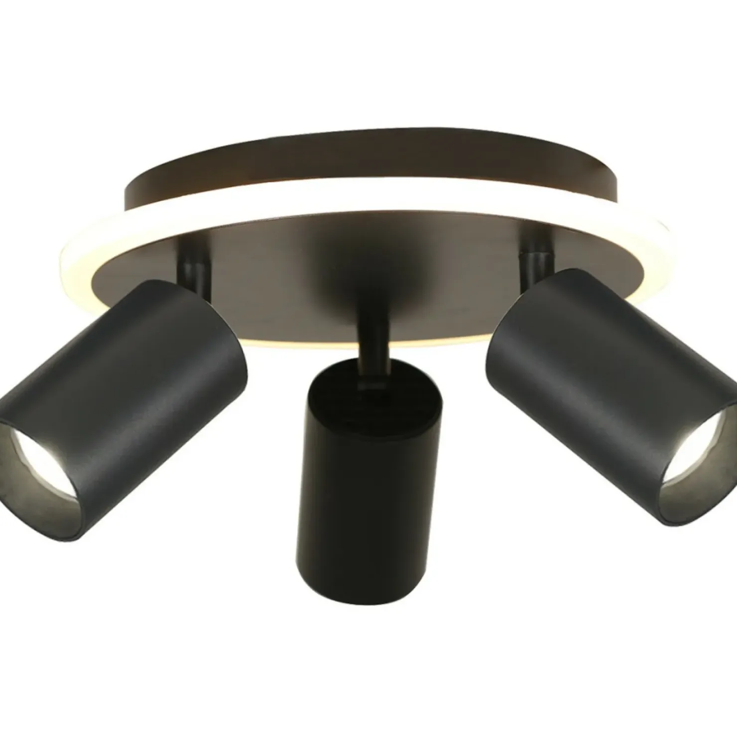 Plafon z ledem i trzema reflektorami LP-0612/3C ROUND BK PARMA | Kaja*Sklep Kaja Best Sale