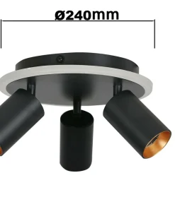 Plafon z ledem i trzema reflektorami LP-0612/3C ROUND BK PARMA | Kaja*Sklep Kaja Best Sale