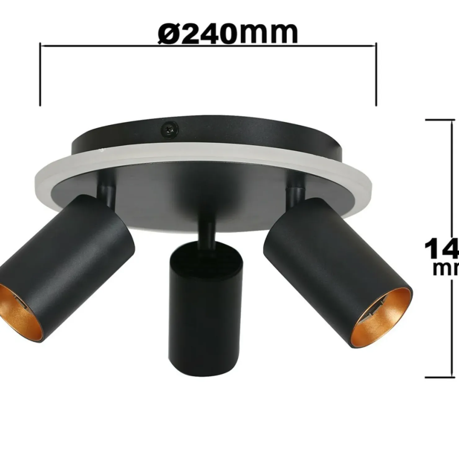 Plafon z ledem i trzema reflektorami LP-0612/3C ROUND BK PARMA | Kaja*Sklep Kaja Best Sale