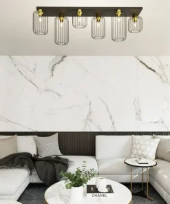 Outlet Sklep Kaja Podłużna lampa sufitowa do pokoju dziennego 1366/6 z serii BARN