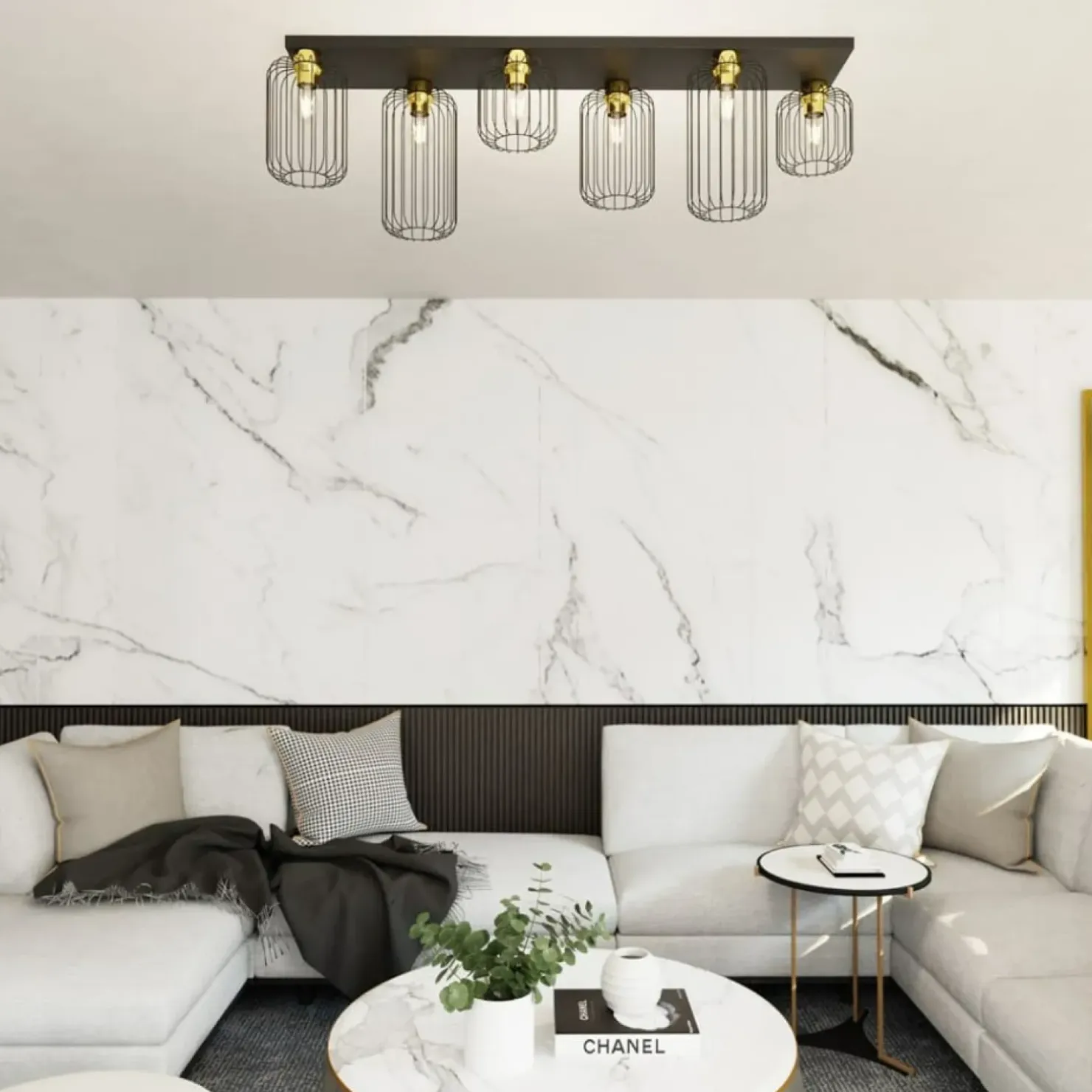 Outlet Sklep Kaja Podłużna lampa sufitowa do pokoju dziennego 1366/6 z serii BARN