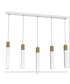 Shop Sklep Kaja Podłużna lampa wisząca, pięć źródeł światła MLP7477 z serii SOLO SAWN | Kaja Ośw