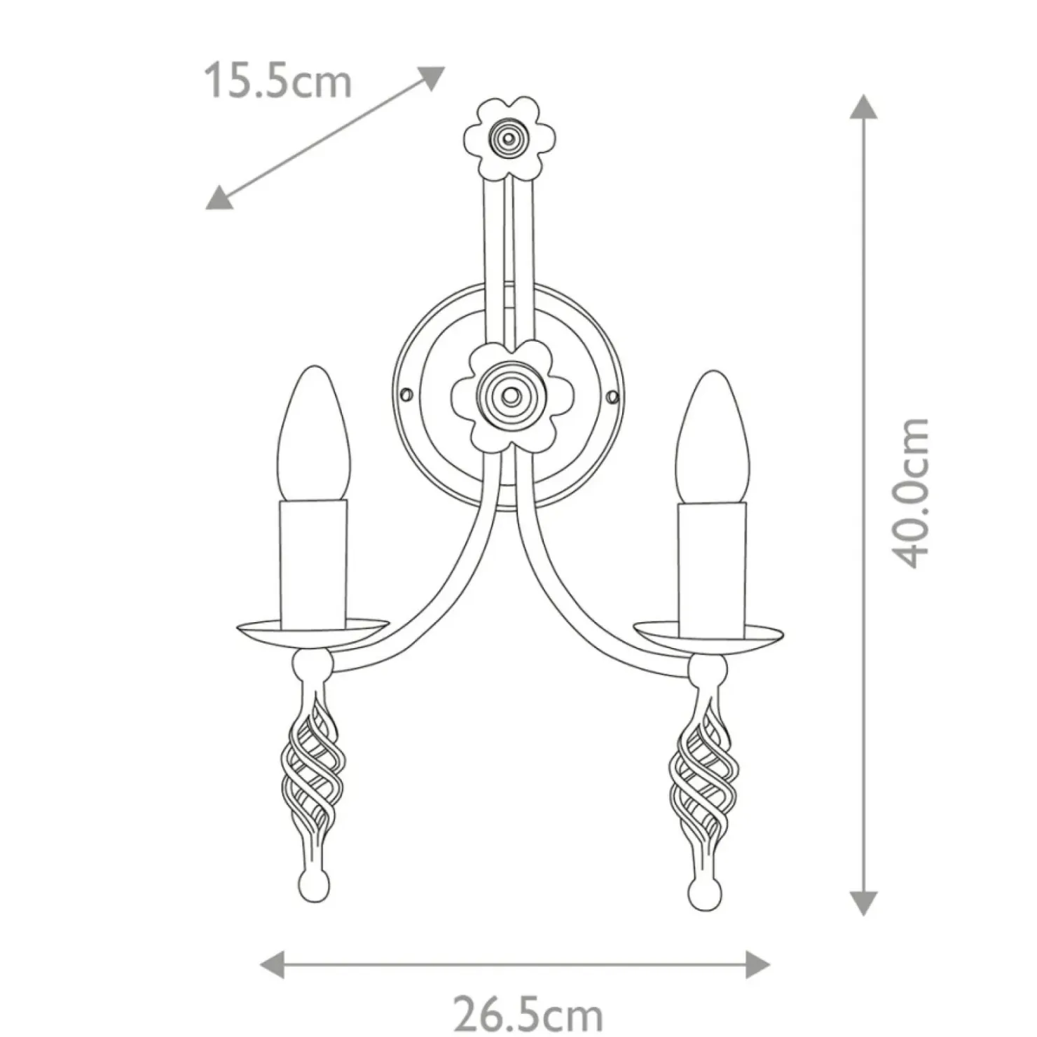 Podwójny świecznik, kinkiet ścienny BY2-BLACK z serii BELFRY*Sklep Kaja Shop
