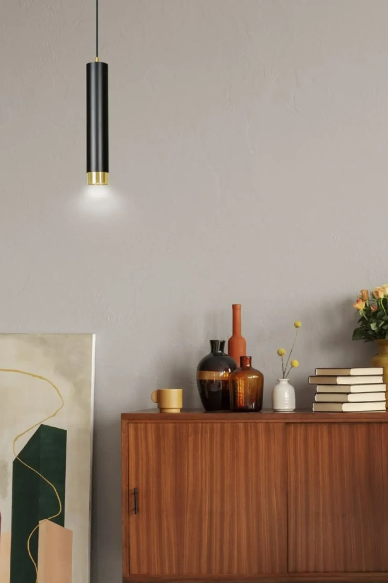 Outlet Sklep Kaja Pojedyncza lampa wisząca ze złotym elementem 644/1 | Kaja Oświetlenie