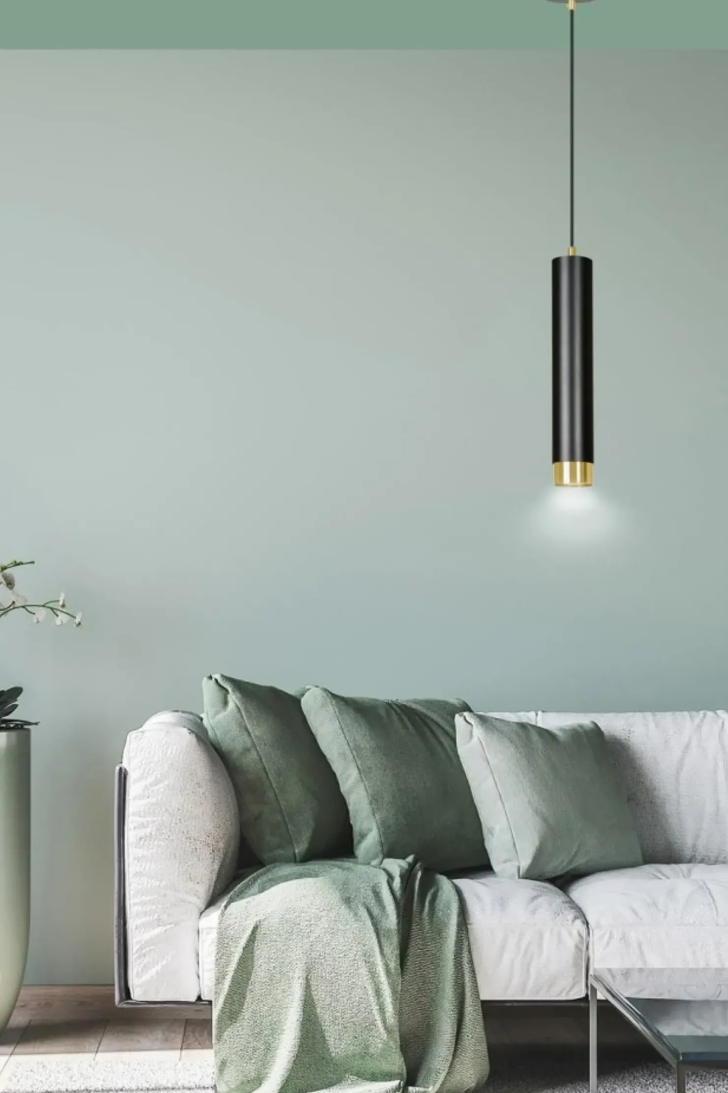 Outlet Sklep Kaja Pojedyncza lampa wisząca ze złotym elementem 644/1 | Kaja Oświetlenie