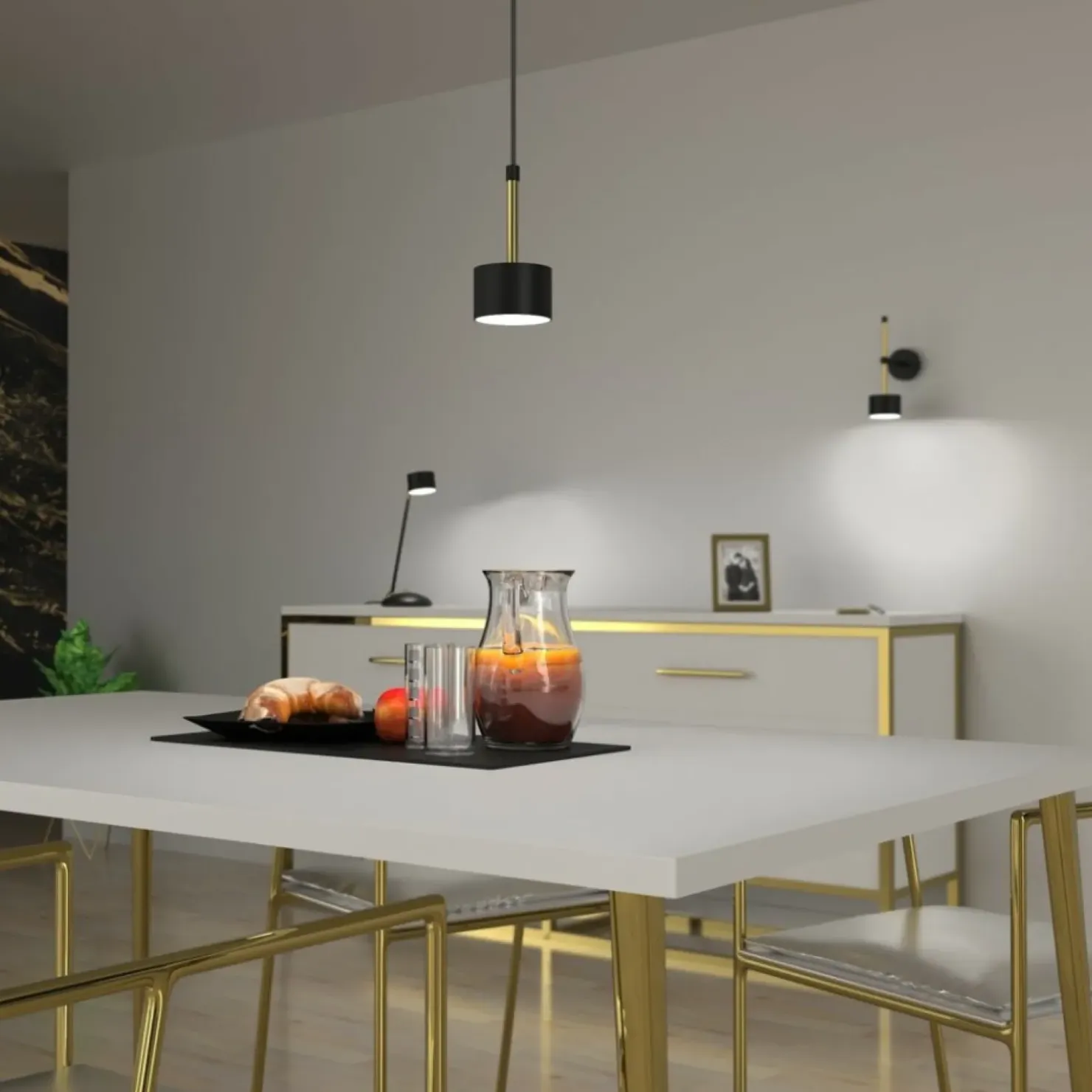 Store Sklep Kaja Pojedyncza lampa wisząca, złote elementy MLP7760 z serii ARENA | Kaja Oświetleni