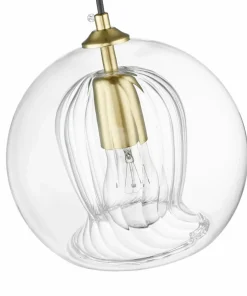 Outlet Sklep Kaja Pojedynczy, złoty zwis z okrągłym kloszem LP-133/1P z serii ARETTE
