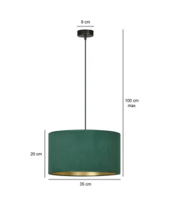 New Sklep Kaja Pojedynczy zwis z zielono-złotym abażurem 1051/1 HILDE | Kaja