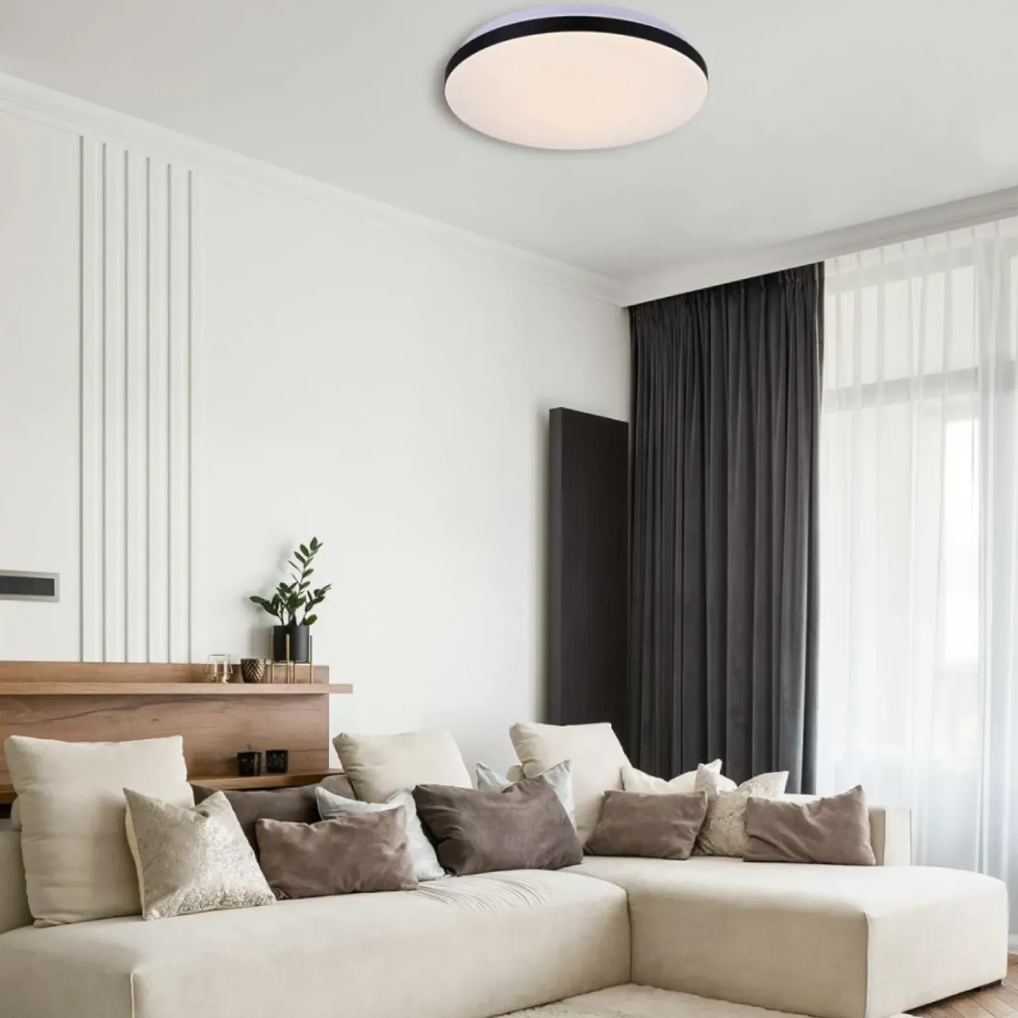 Ponadczasowa, okrągła lampa sufitowa LED LP-335/1C S 4BK – BABILON*Sklep Kaja Fashion