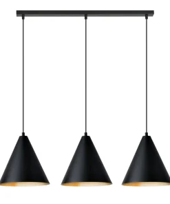 Fashion Sklep Kaja Porójna lampa wisząca z czarno-złotymi kloszami 1272/3 z serii REBEL