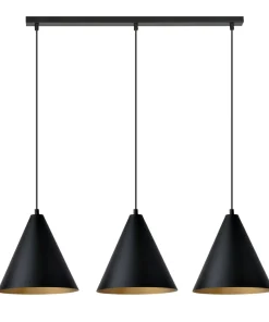 Fashion Sklep Kaja Porójna lampa wisząca z czarno-złotymi kloszami 1272/3 z serii REBEL