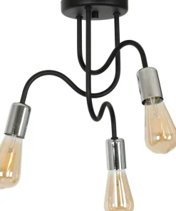 Clearance Sklep Kaja Potrójna, czarno-srebrna lampa sufitowa LX 8071 z serii DOW | Kaja