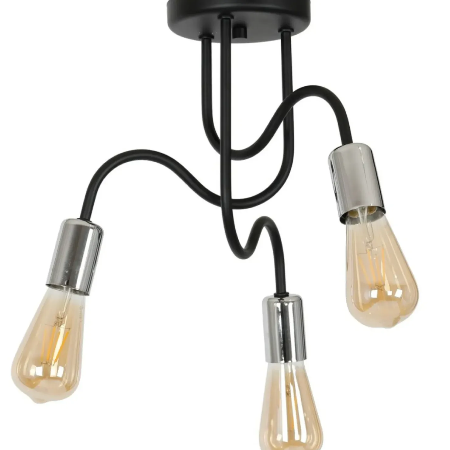 Clearance Sklep Kaja Potrójna, czarno-srebrna lampa sufitowa LX 8071 z serii DOW | Kaja