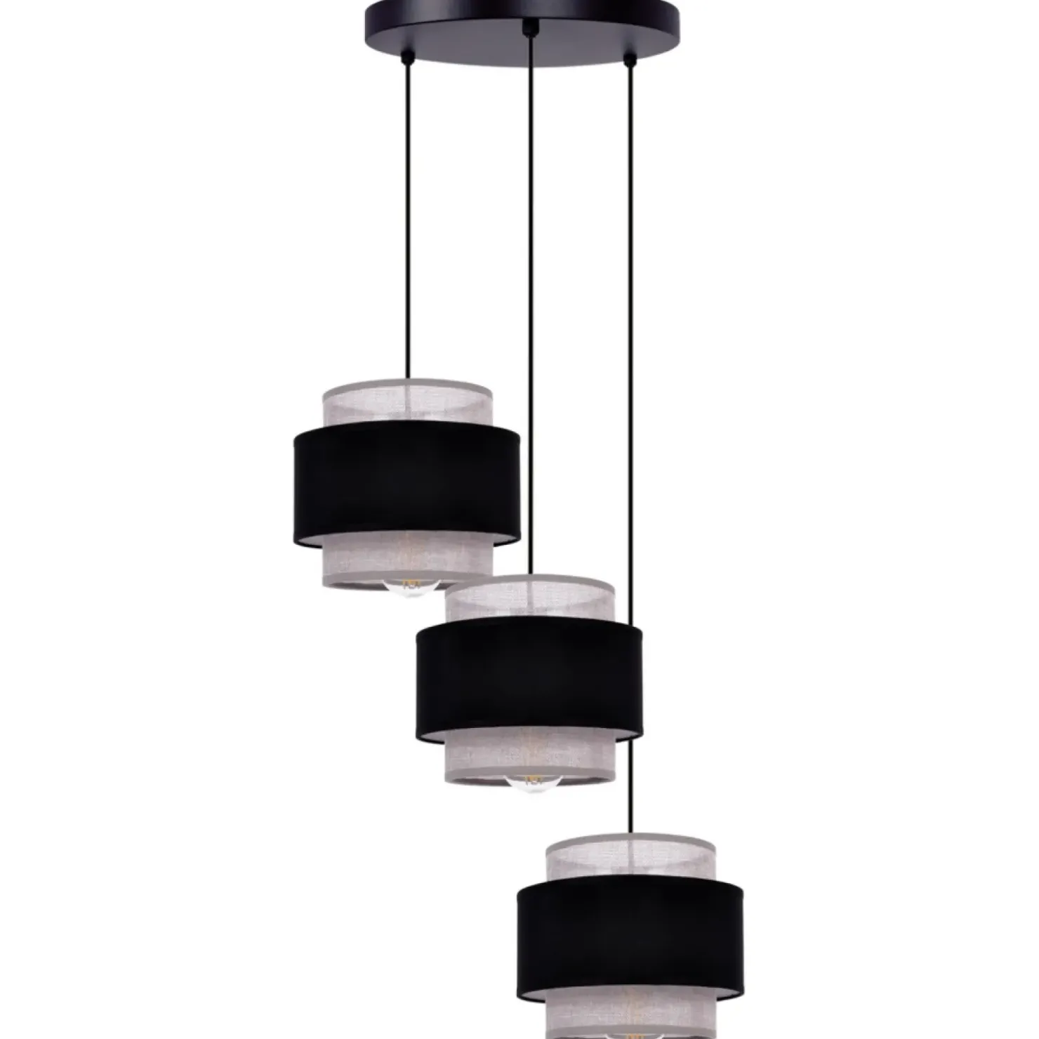 Potrójna, czarno-szara lampa wisząca, regulowana K-5172 z serii ETELA*Sklep Kaja Flash Sale