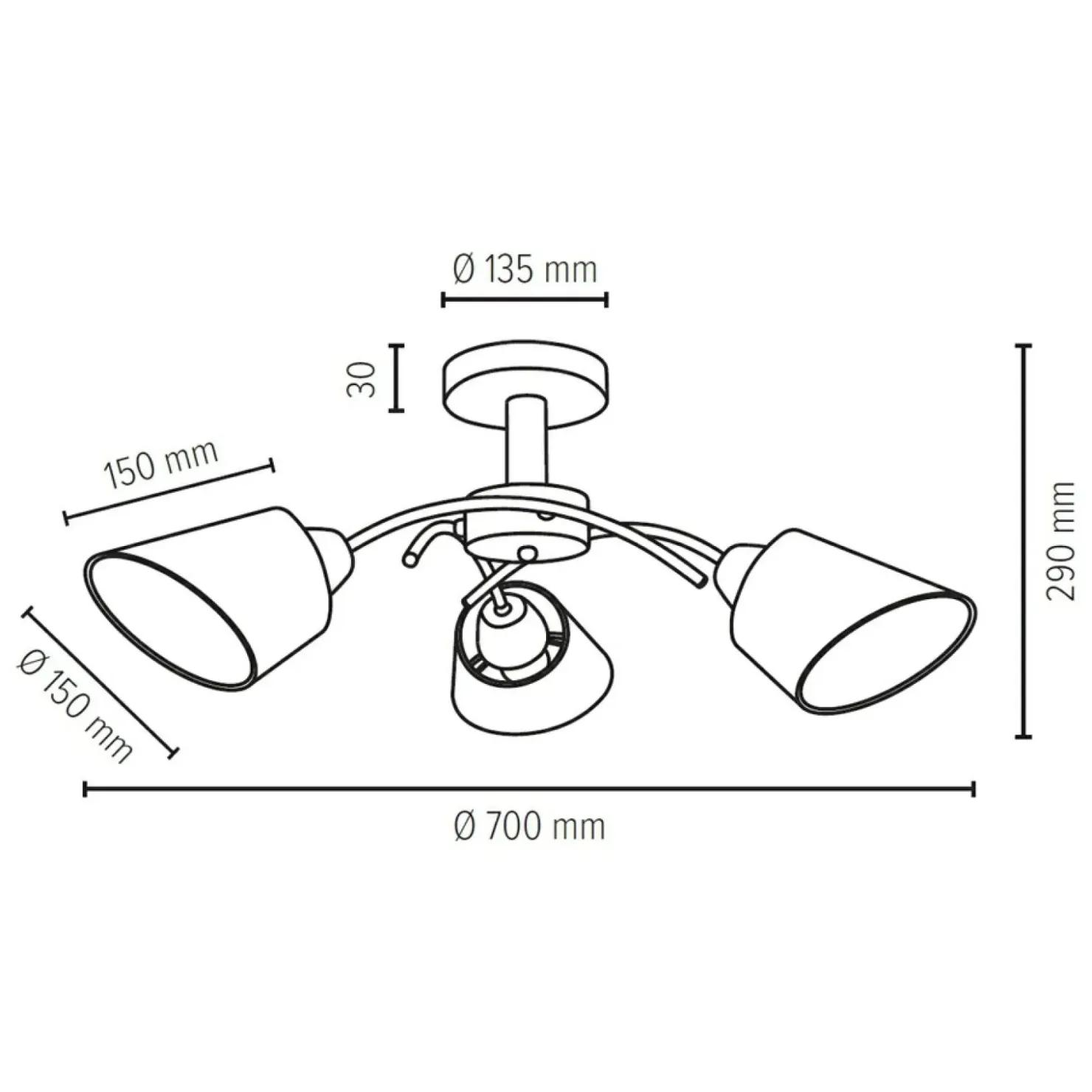 Potrójna, drewniana lampa sufitowa do sypialni 8341374 METTE | Kaja*Sklep Kaja Flash Sale