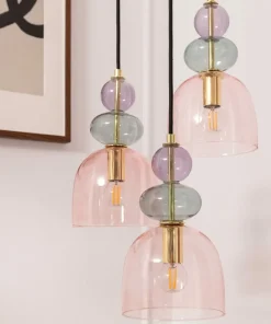 Best Sklep Kaja Potrójna lampa wisząca, kolorowe klosze ABR-3KOLOK-F KOLORENO | Kaja fioletowy