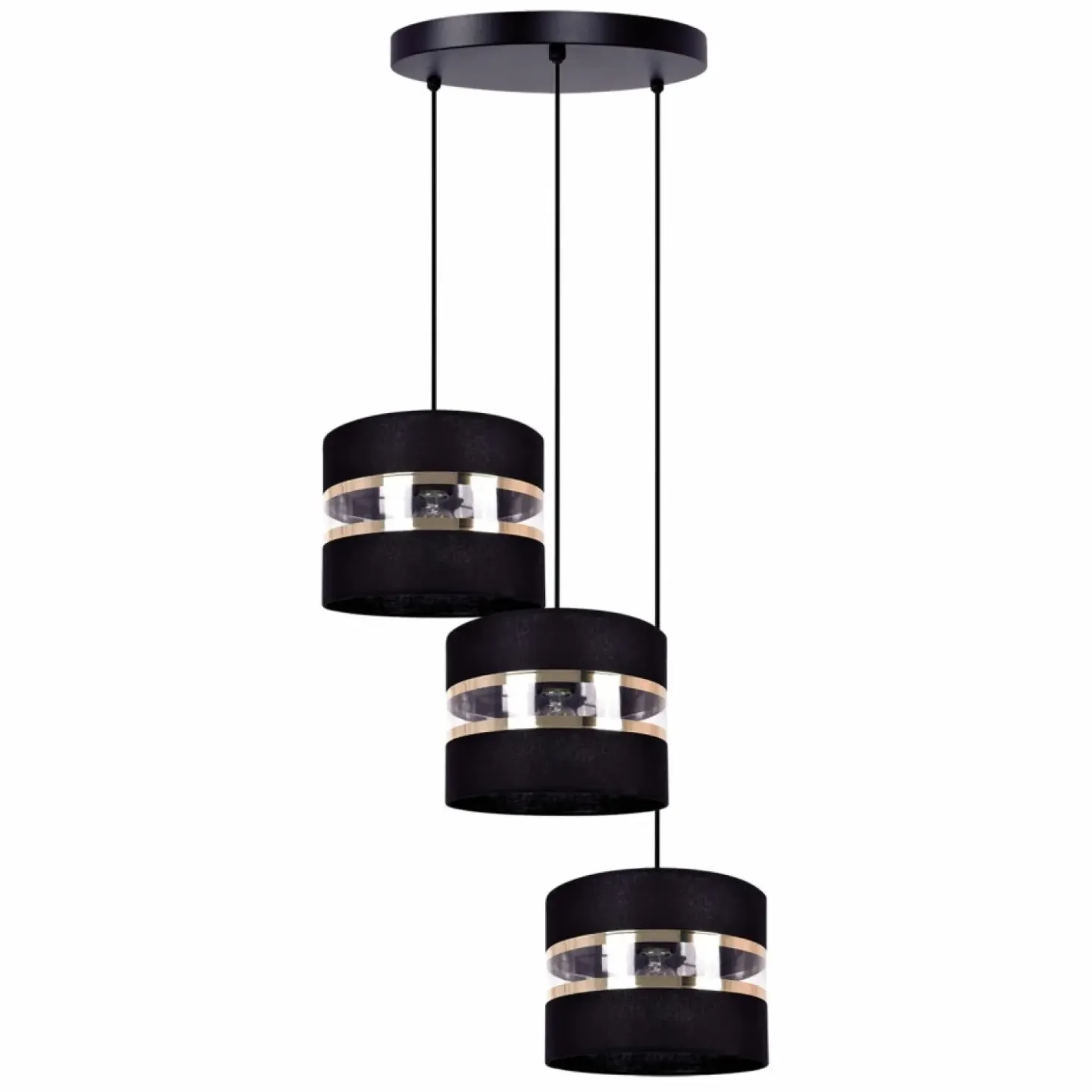 Potrójna lampa wisząca, w kolorze czerni i złota K-5202 z serii NICEA*Sklep Kaja Discount