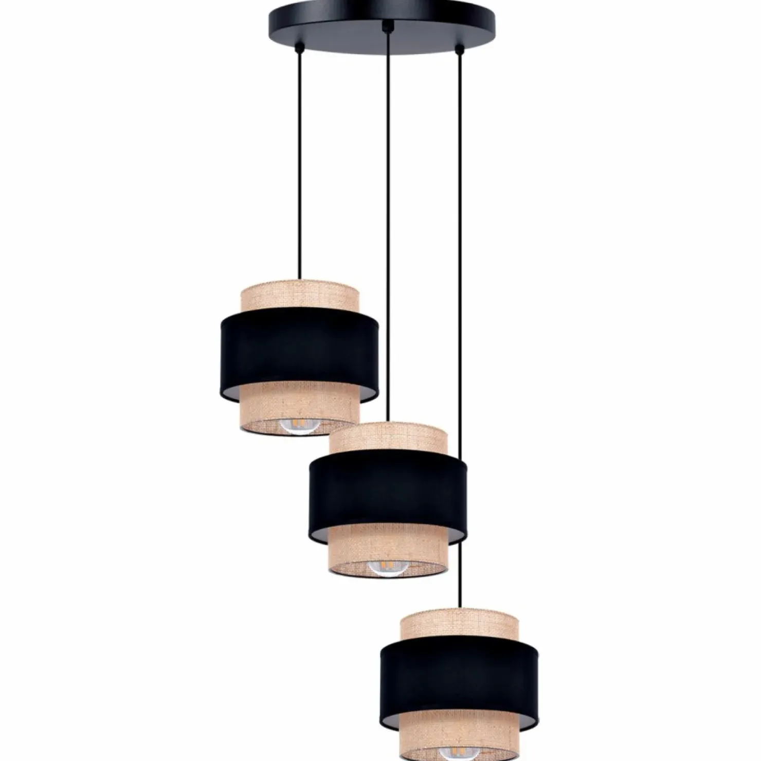 Potrójna lampa wisząca z abażurami, do salonu K-5232 z serii GATO*Sklep Kaja Flash Sale