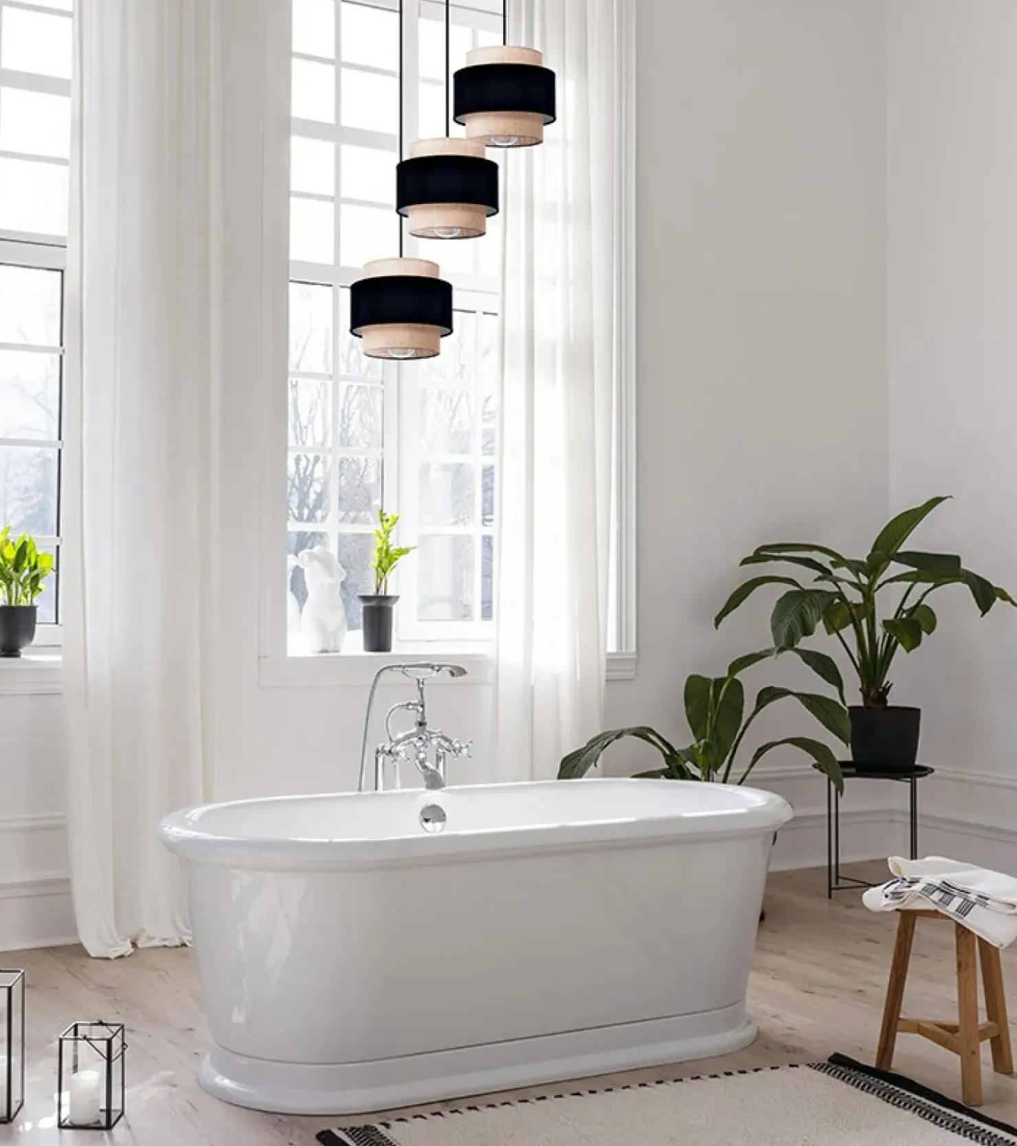 Potrójna lampa wisząca z abażurami, do salonu K-5232 z serii GATO*Sklep Kaja Flash Sale
