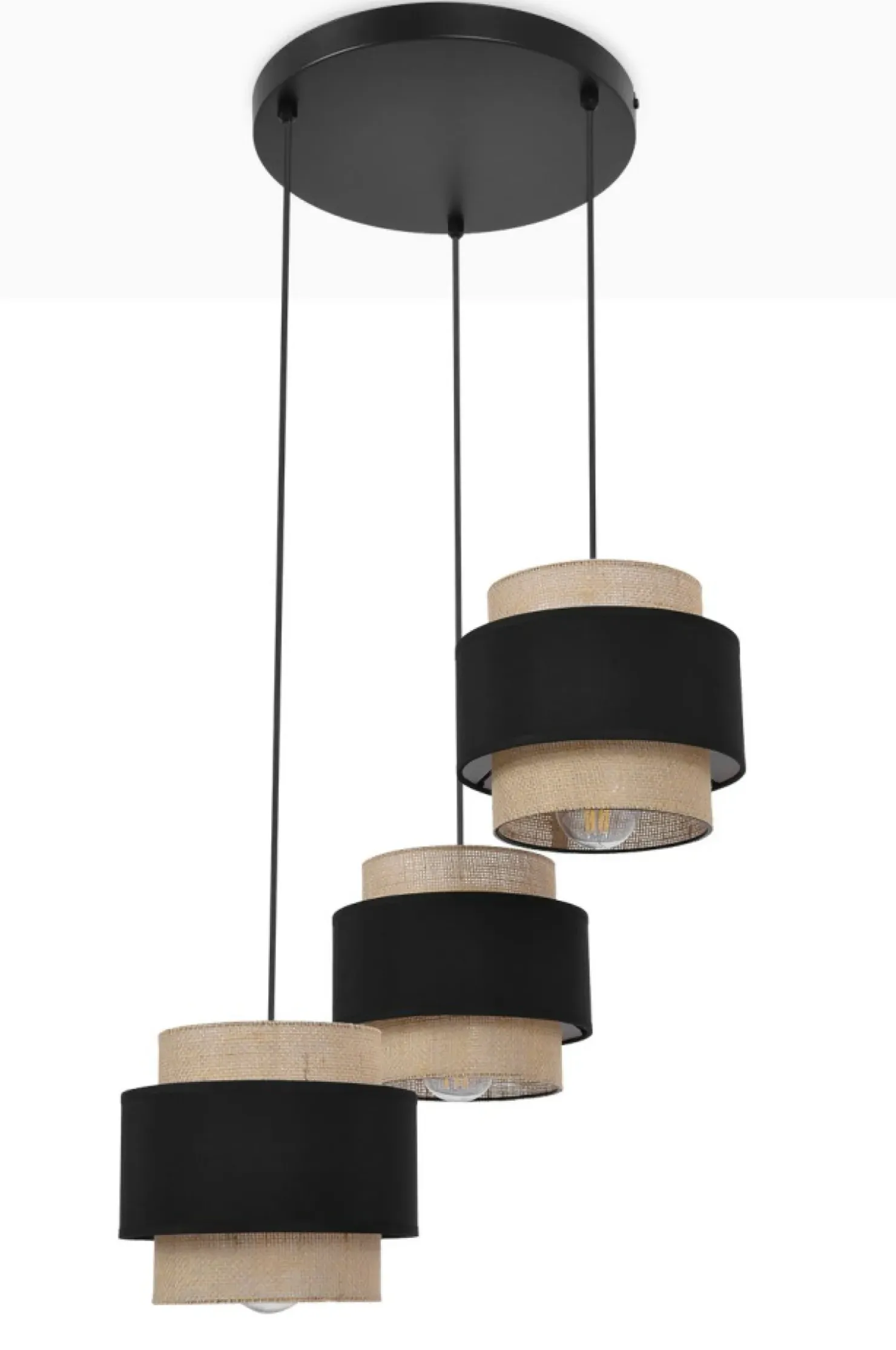 Potrójna lampa wisząca z abażurami, do salonu K-5232 z serii GATO*Sklep Kaja Flash Sale