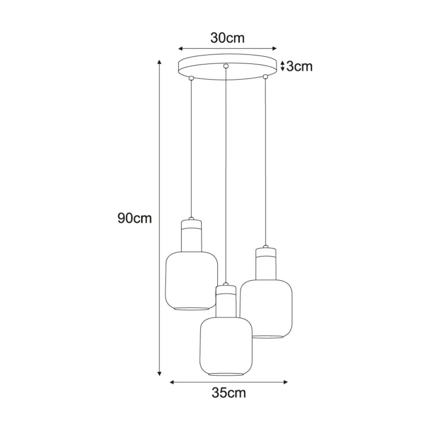 Potrójna lampa wisząca z dekoracyjnymi kloszami K-5267 z serii DOKA*Sklep Kaja Cheap