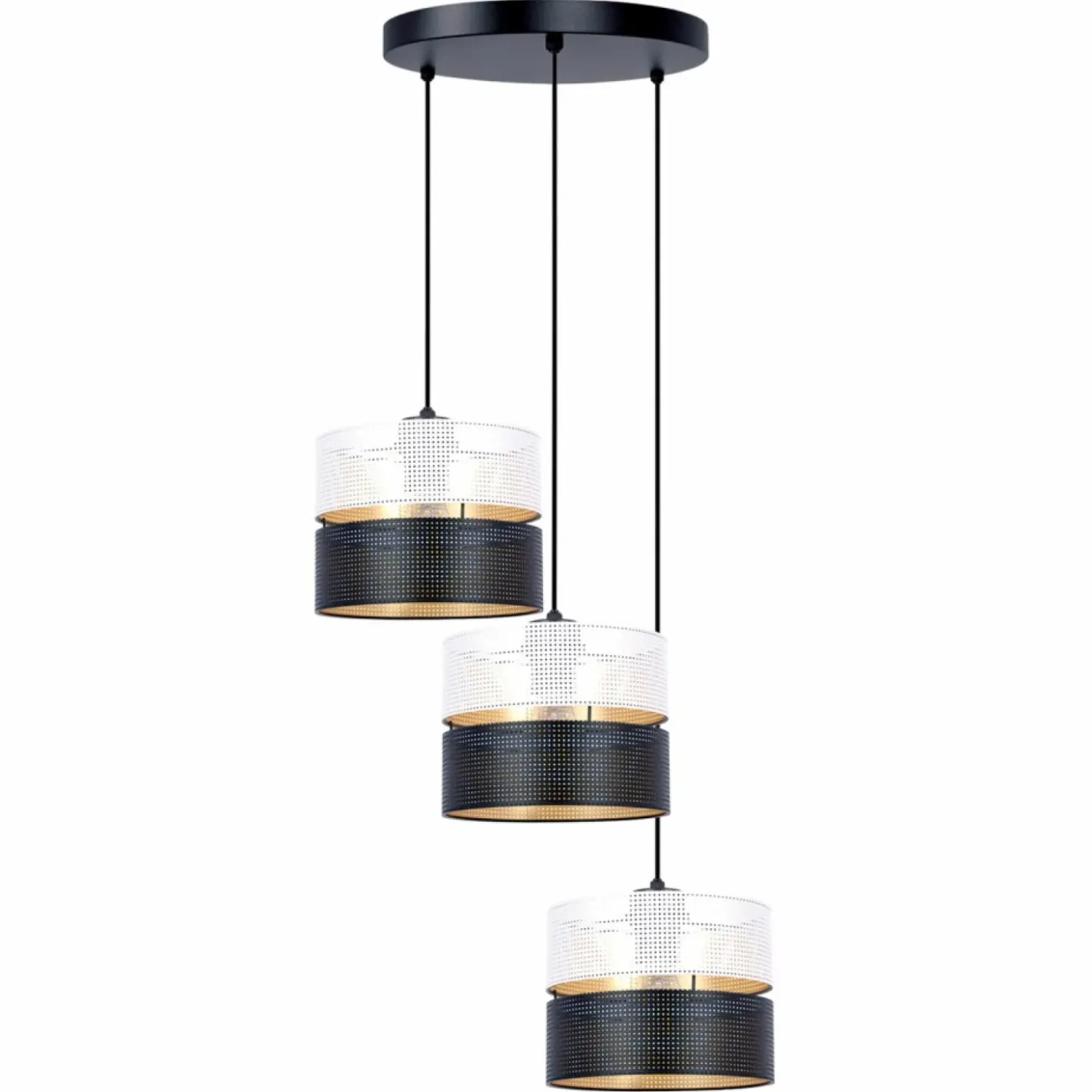 Potrójna lampa wisząca z dwukolorowymi abażurami K-5292 z serii VEGA*Sklep Kaja Discount