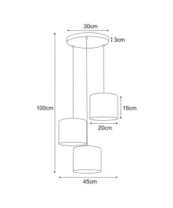 Potrójna lampa wisząca z dwukolorowymi abażurami K-5292 z serii VEGA*Sklep Kaja Discount