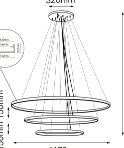 Outlet Sklep Kaja Potrójna, ledowa lampa wisząca ⌀117cm 4000K ANT 5431 z serii AGA