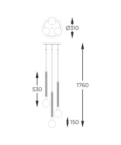 Shop Sklep Kaja Potrójna, złota lampa w stylu glamour P0583-03B-2GHF MIDA | Kaja
