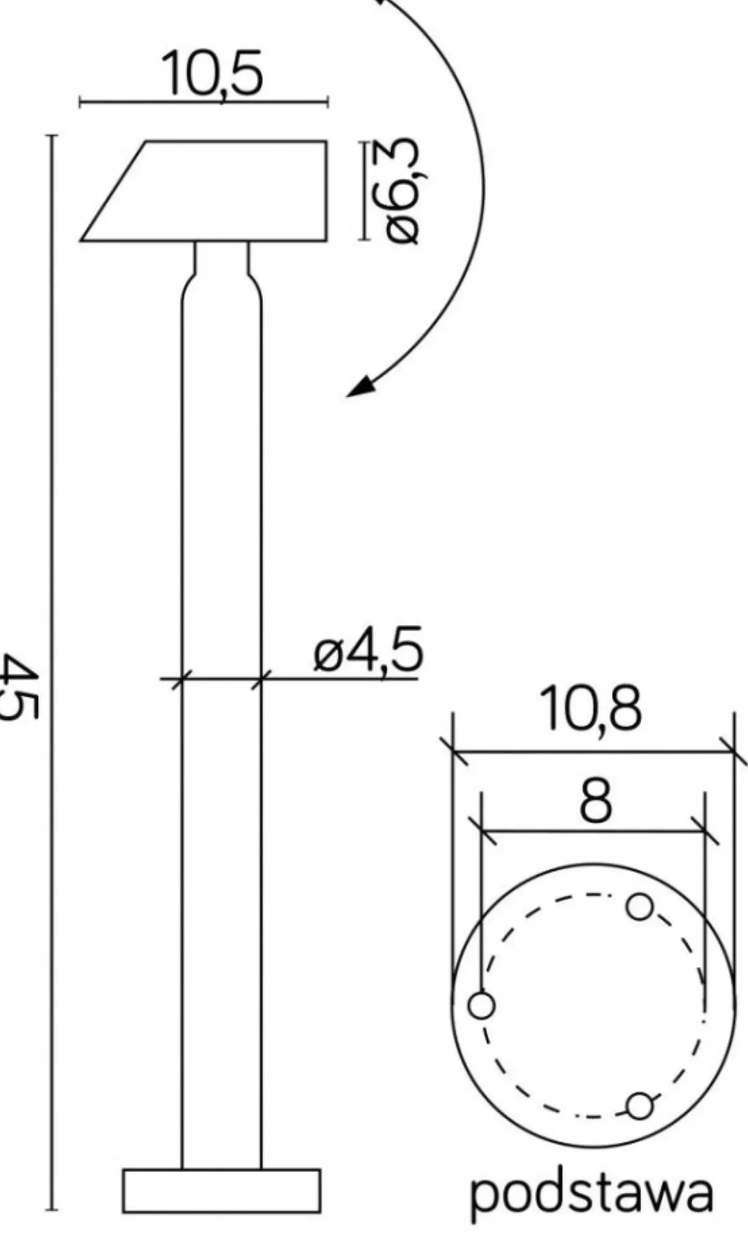 Prosta lampa stojąca, regulowany kąt świecenia 1061-450 z serii SIGMA | Kaja Ośw*Sklep Kaja Online