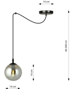 Outlet Sklep Kaja Prosta lampa wisząca z jedną grafitową kulą 937/1 | Kaja Oświetlenie