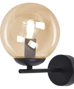 Prosty kinkiet ścienny, bursztynowy klosz, na E14 K-5306 z serii DELTA*Sklep Kaja Shop