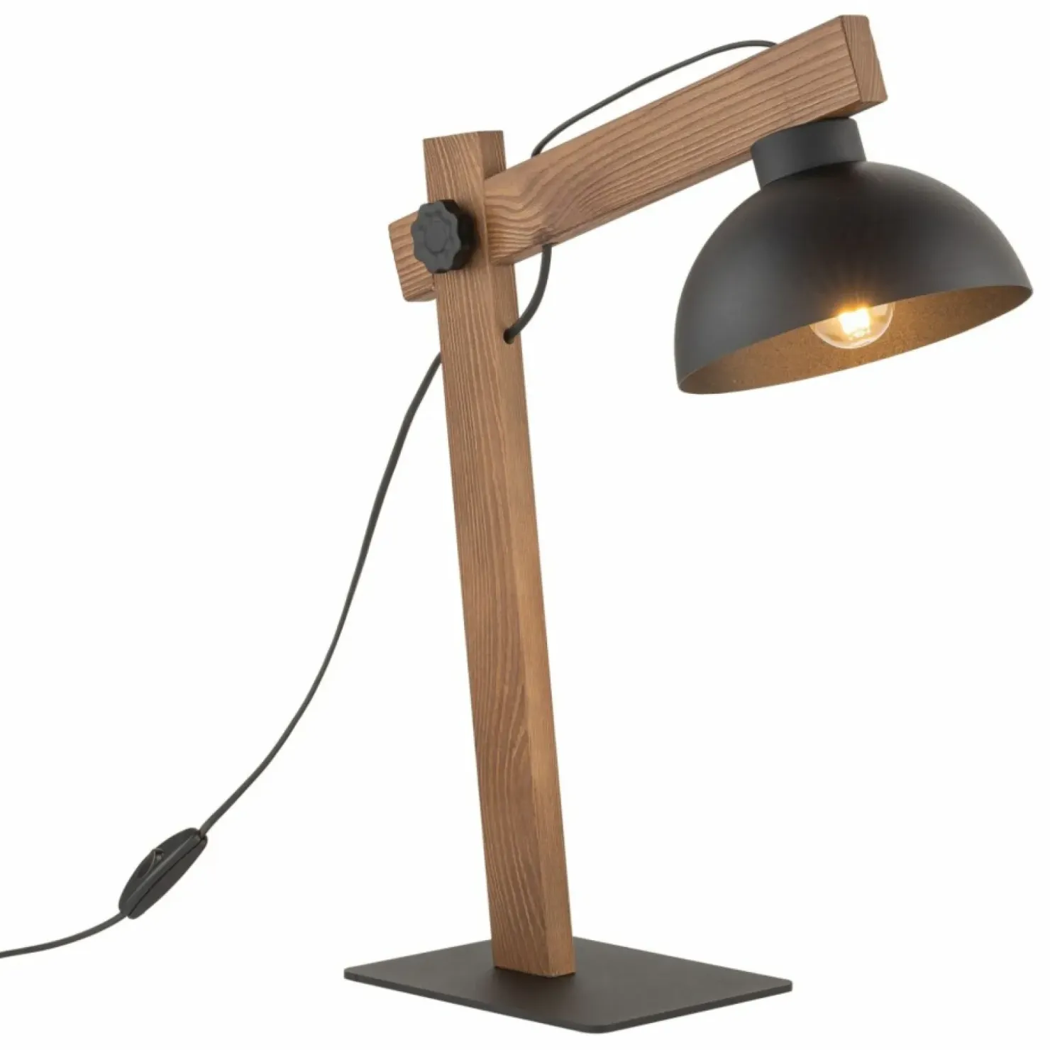 Regulowana, drewniana lampka biurkowa z kloszem TK 5345 z serii OSLO*Sklep Kaja Store