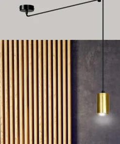 Store Sklep Kaja Regulowana lampa wisząca w kolorze złota 526/1 | Kaja Oświetlenie