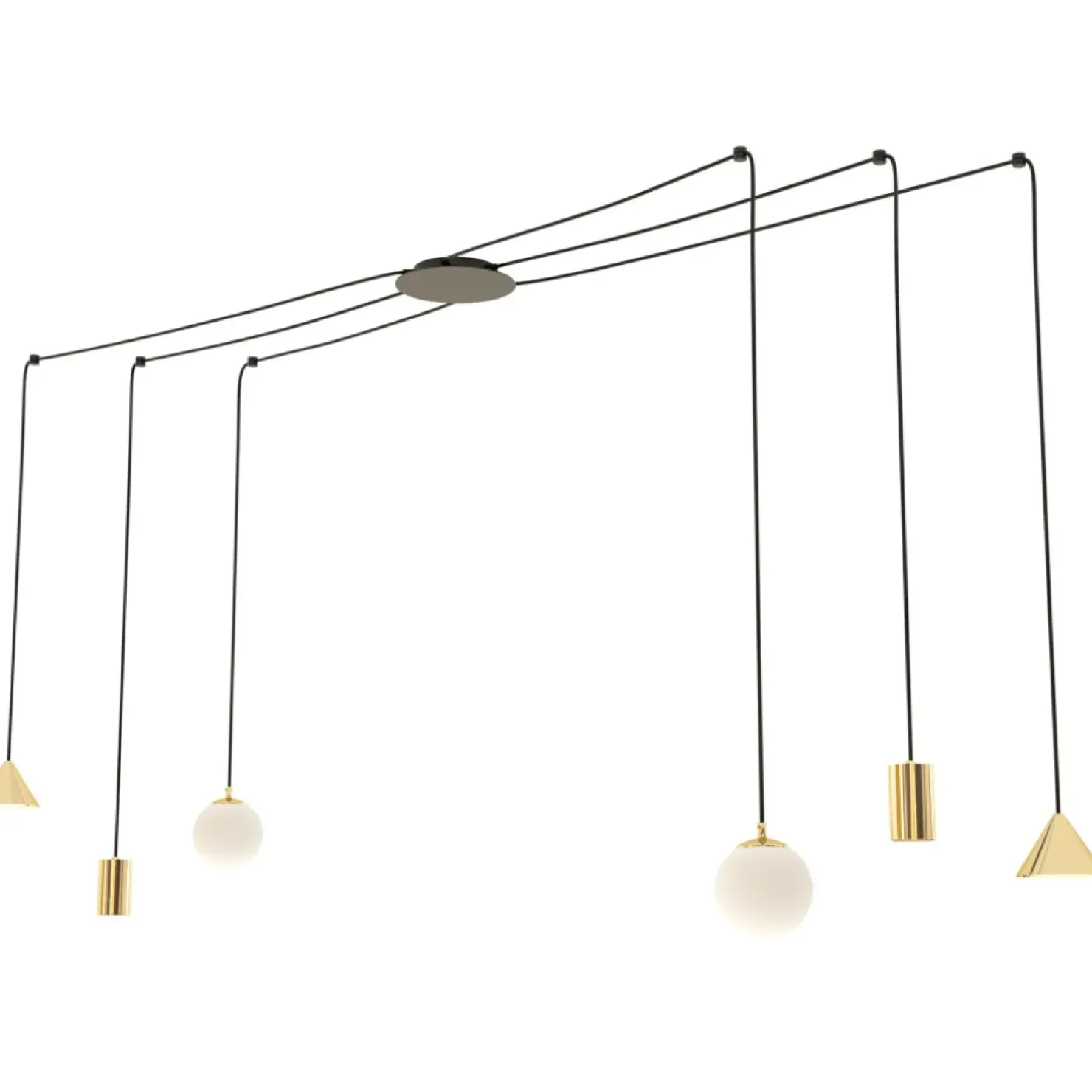 Store Sklep Kaja Różnorodna lampa wisząca do podwieszania 1350/6 FUJI 6 GOLD | Kaja