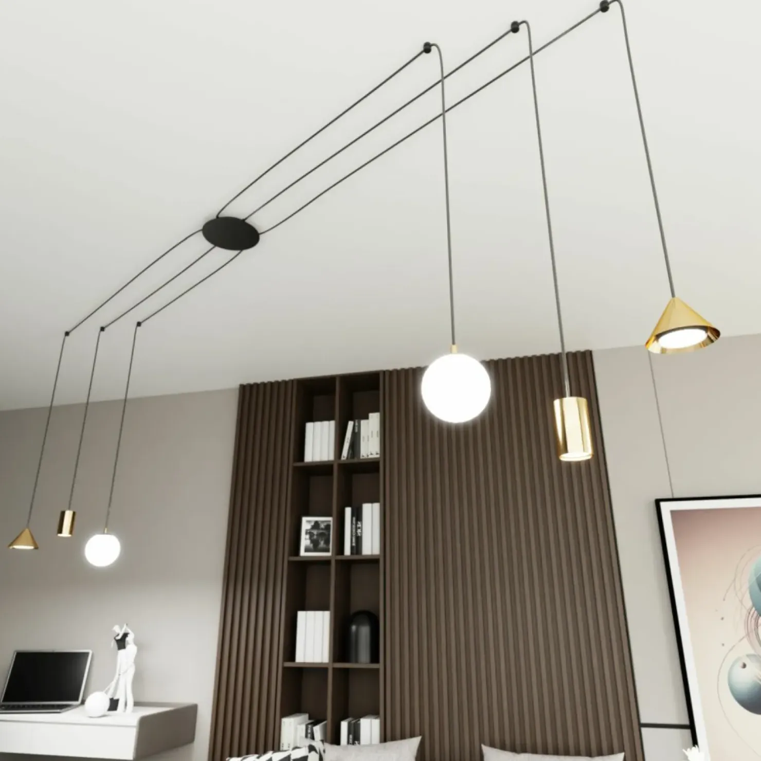 Store Sklep Kaja Różnorodna lampa wisząca do podwieszania 1350/6 FUJI 6 GOLD | Kaja