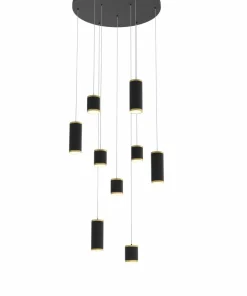 Clearance Sklep Kaja Rotunda z kaskadą czarno-złotych tub LED WF 5003-904 TOULOUSE | Kaja