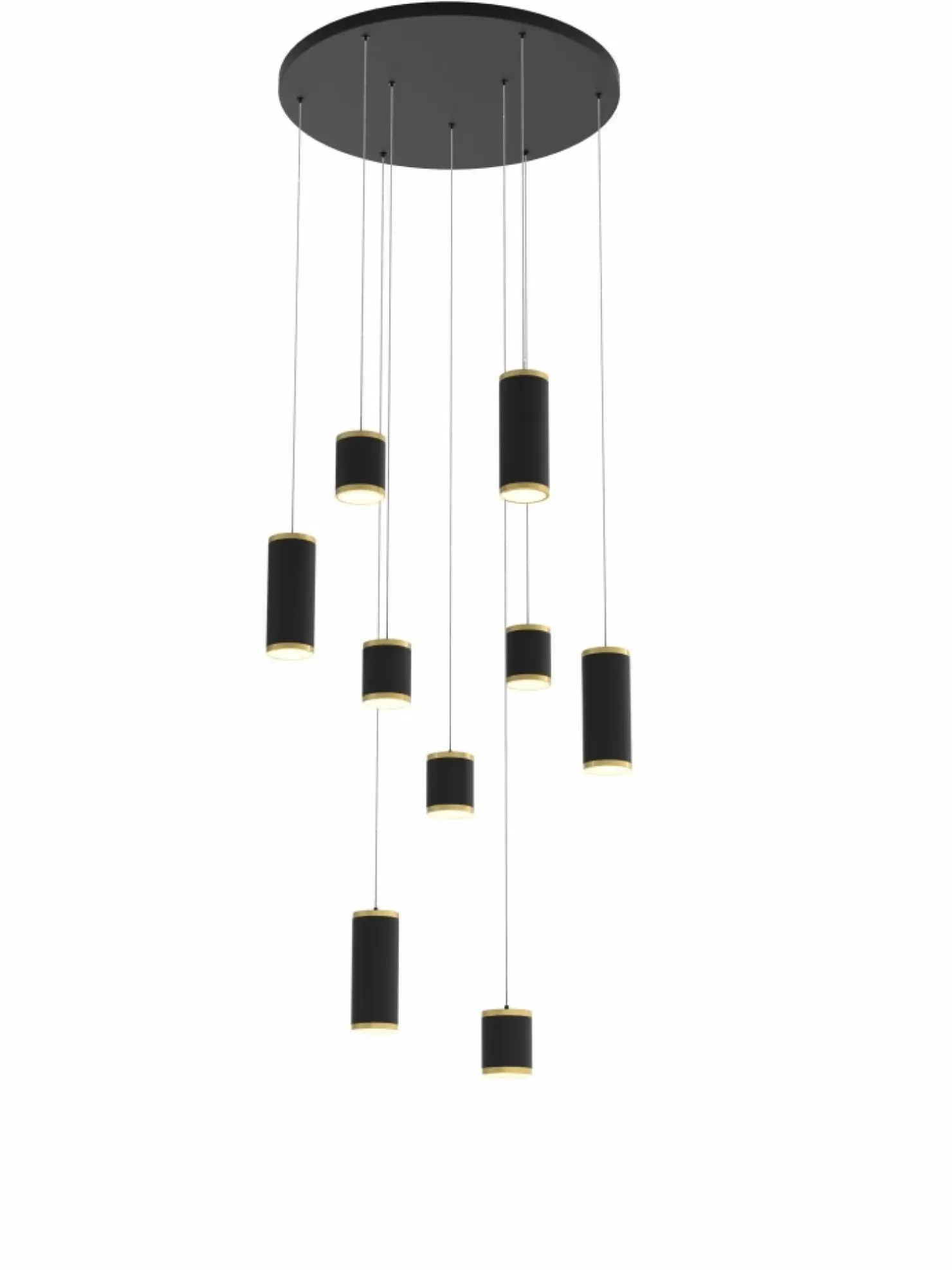 Clearance Sklep Kaja Rotunda z kaskadą czarno-złotych tub LED WF 5003-904 TOULOUSE | Kaja