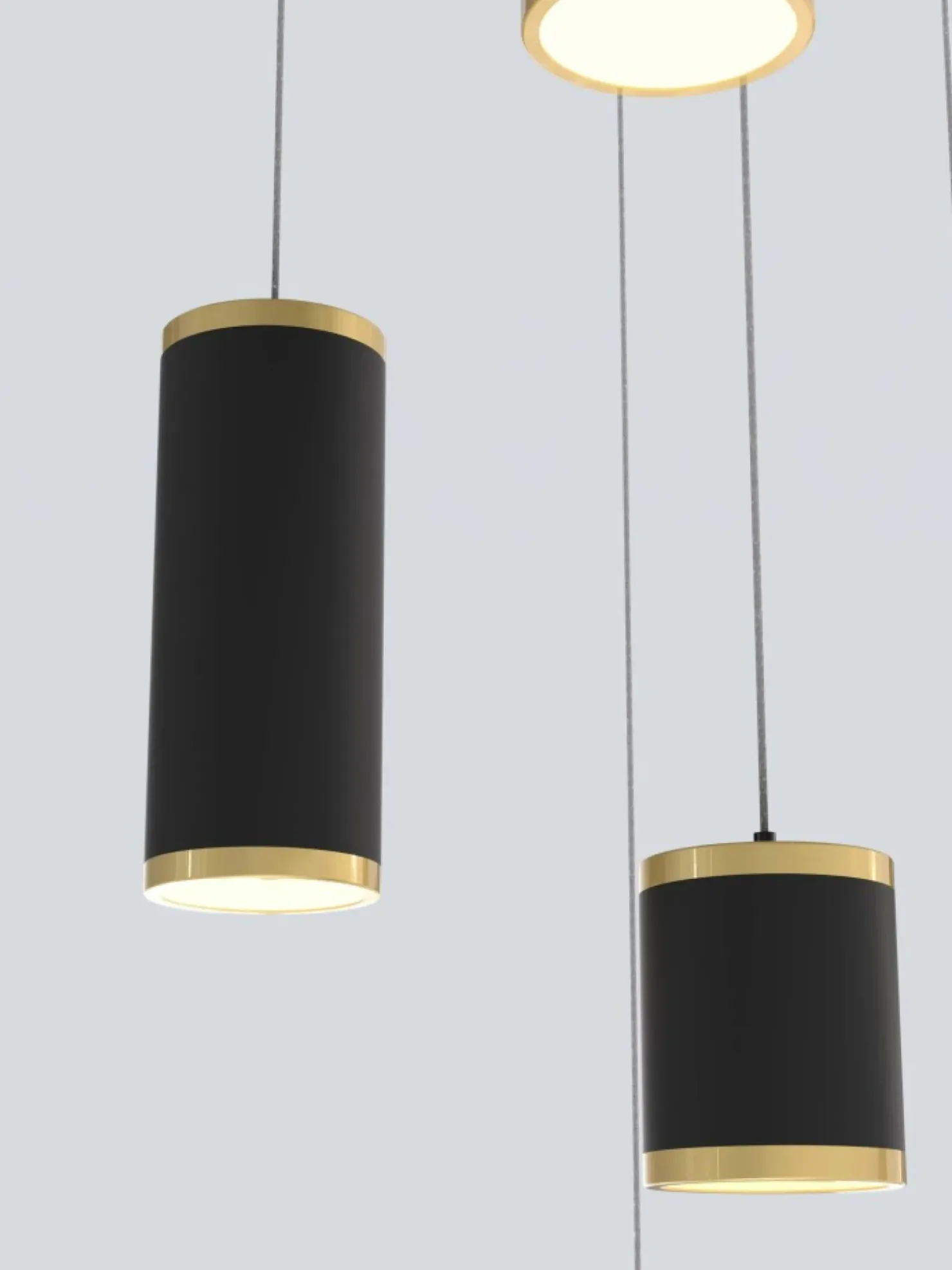 Clearance Sklep Kaja Rotunda z kaskadą czarno-złotych tub LED WF 5003-904 TOULOUSE | Kaja