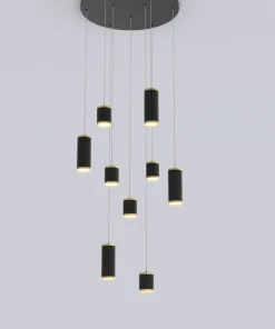 Clearance Sklep Kaja Rotunda z kaskadą czarno-złotych tub LED WF 5003-904 TOULOUSE | Kaja