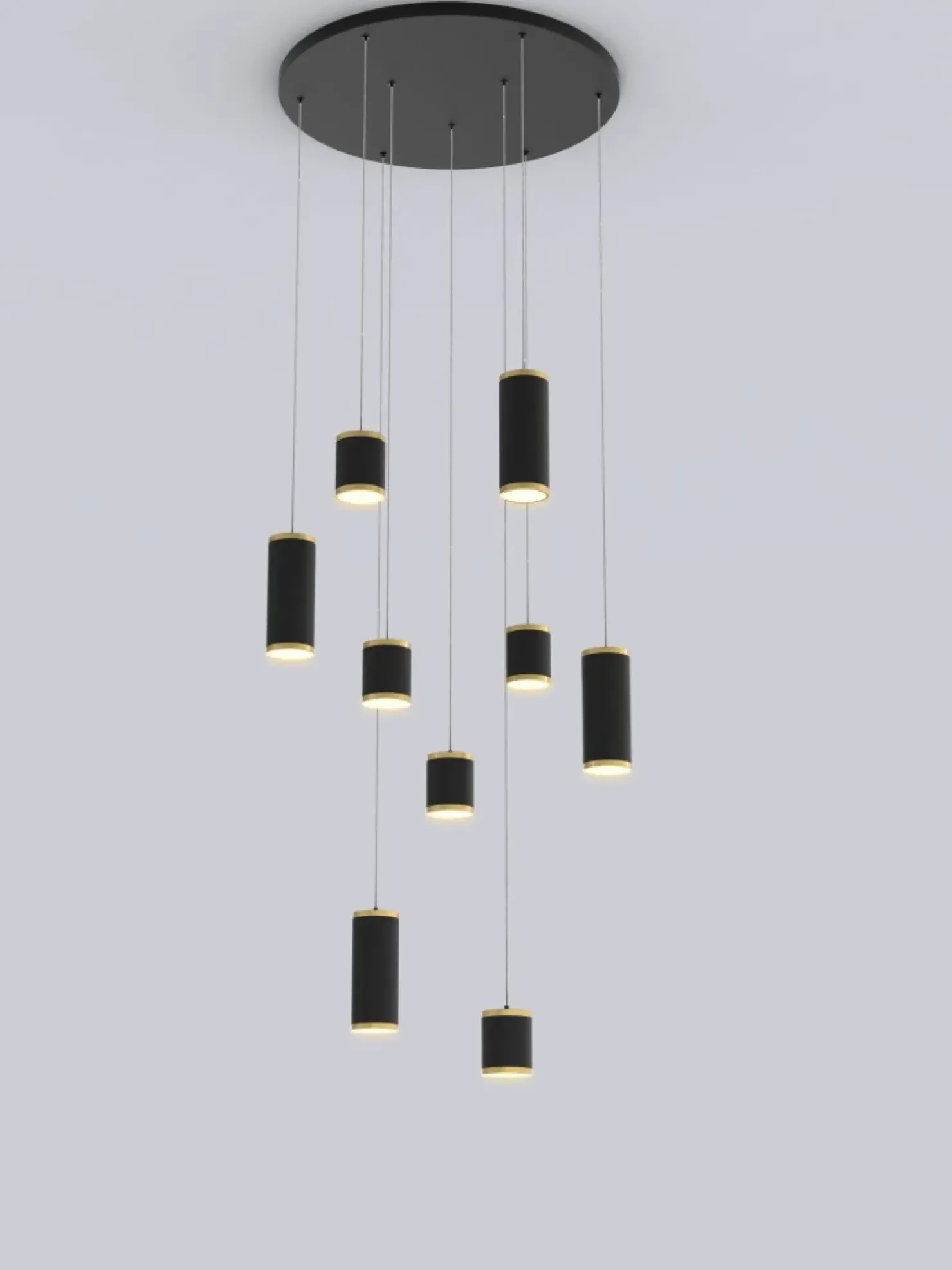 Clearance Sklep Kaja Rotunda z kaskadą czarno-złotych tub LED WF 5003-904 TOULOUSE | Kaja